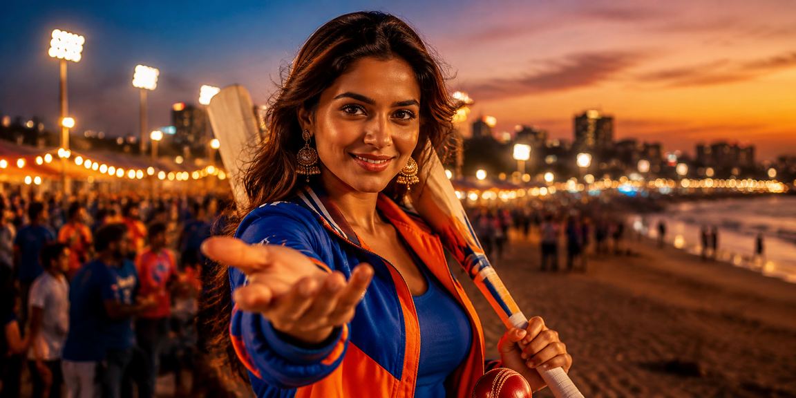 Crowd enjoying IPL cricket betting at Chennai Marina Beach nightlife